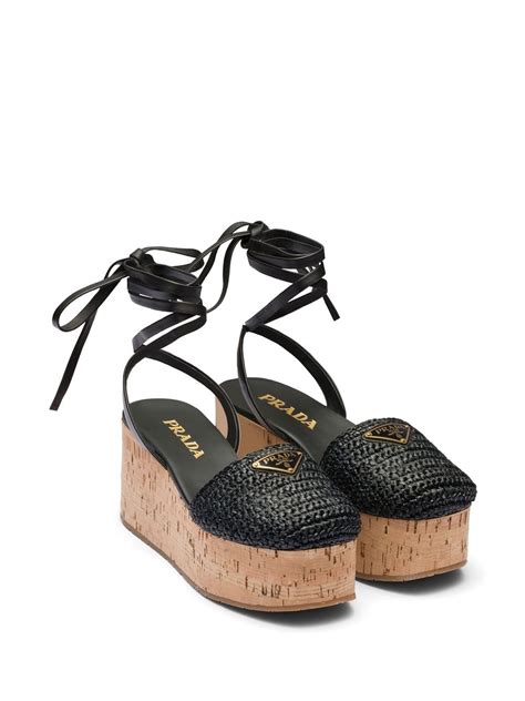 prada raffia wedge sandals.